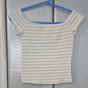 Gaze Blue and Cream Knit Top, Size S